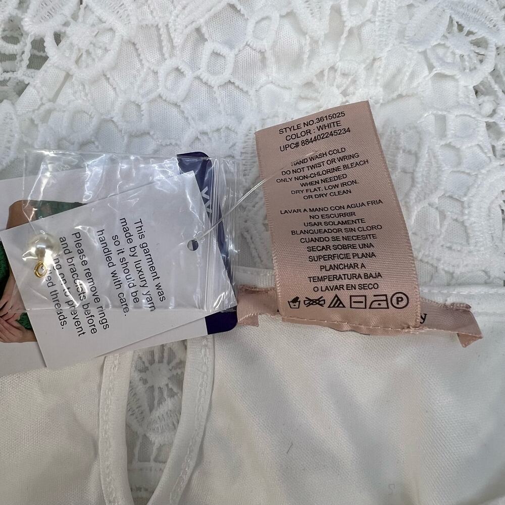 NWT Philosophy Top Women's XXL White Lace Crochet Look Lined Feminine - Picture 12 of 12